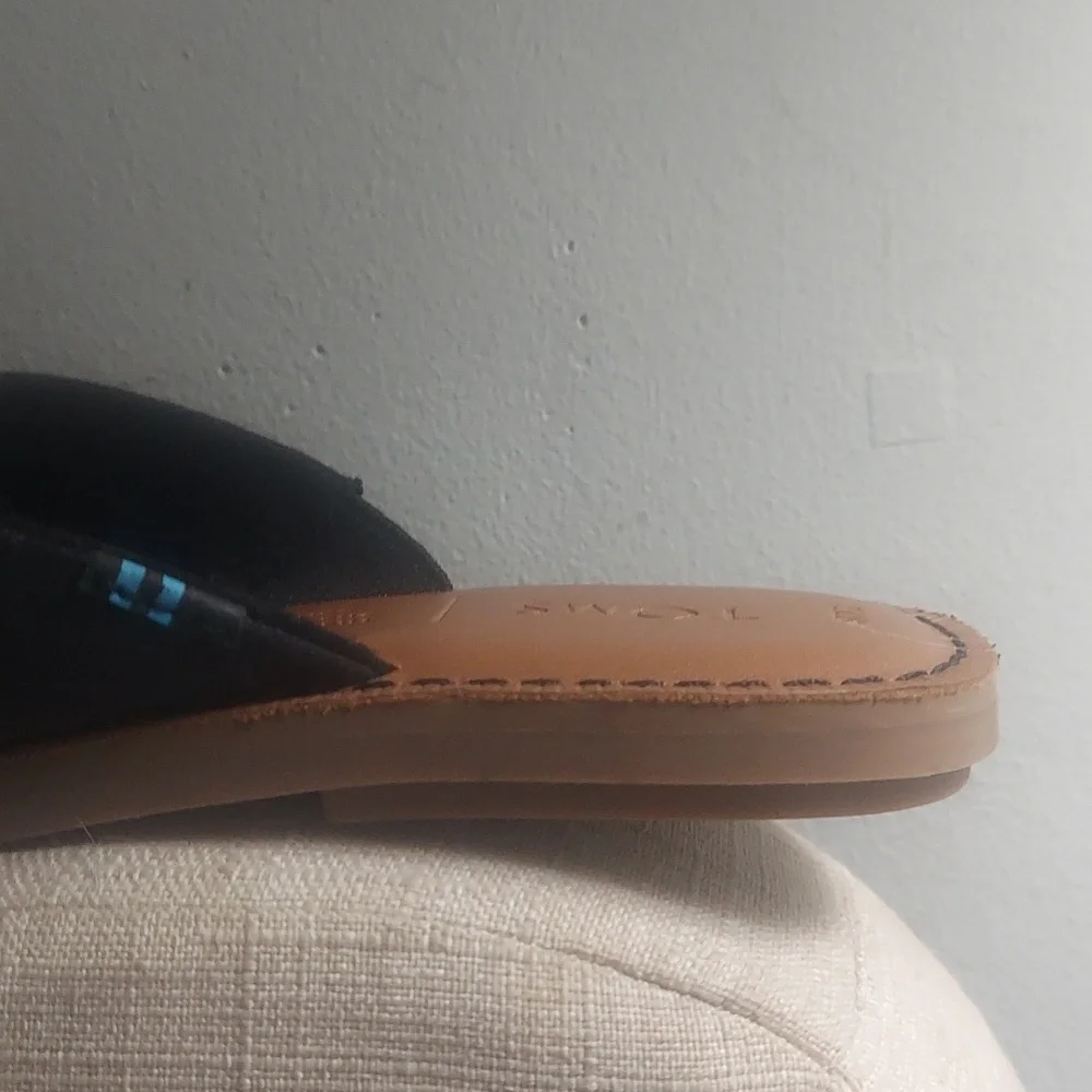 Toms Black & Brown Cross-Strap Slide Sandals Sz 7.5